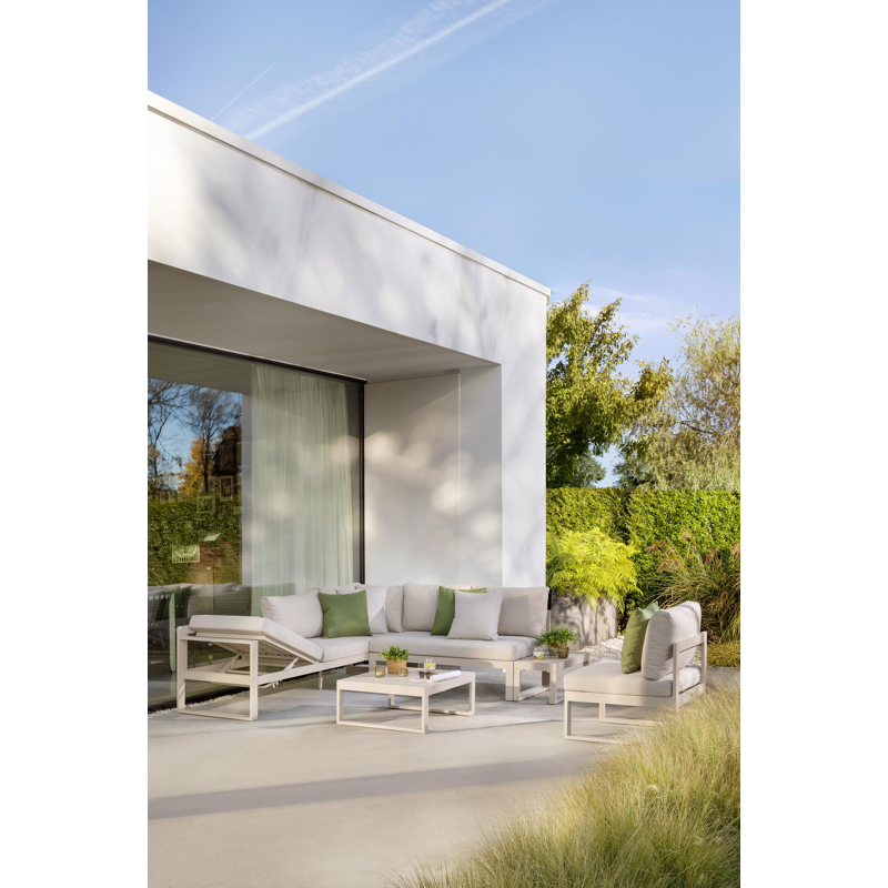 Caldela loungestoel in beige aluminium met beige weather+ softtouch kussens