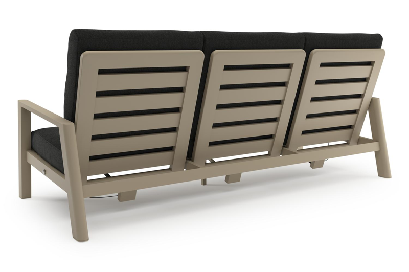 Cirello loungeset in beige aluminium met chartres sooty all weather sunbrella® luxe kussens