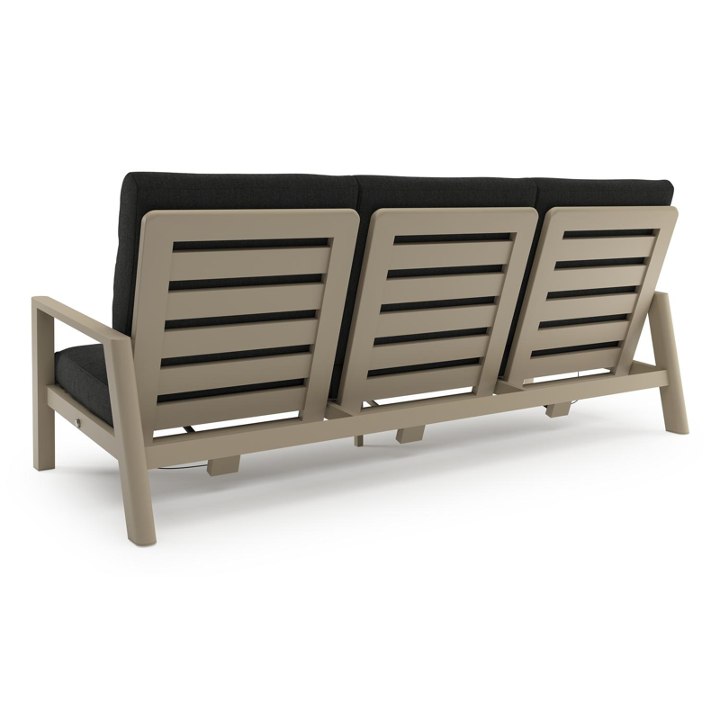 Cirello loungeset in beige aluminium met chartres sooty all weather sunbrella® luxe kussens