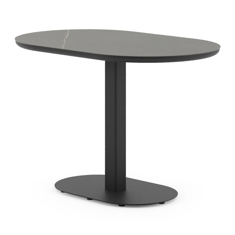 Teramo kantelbare tuintafel bombo in zwart aluminium en volkeramiek Calatorao - L 110 x B 70 x H 74 cm