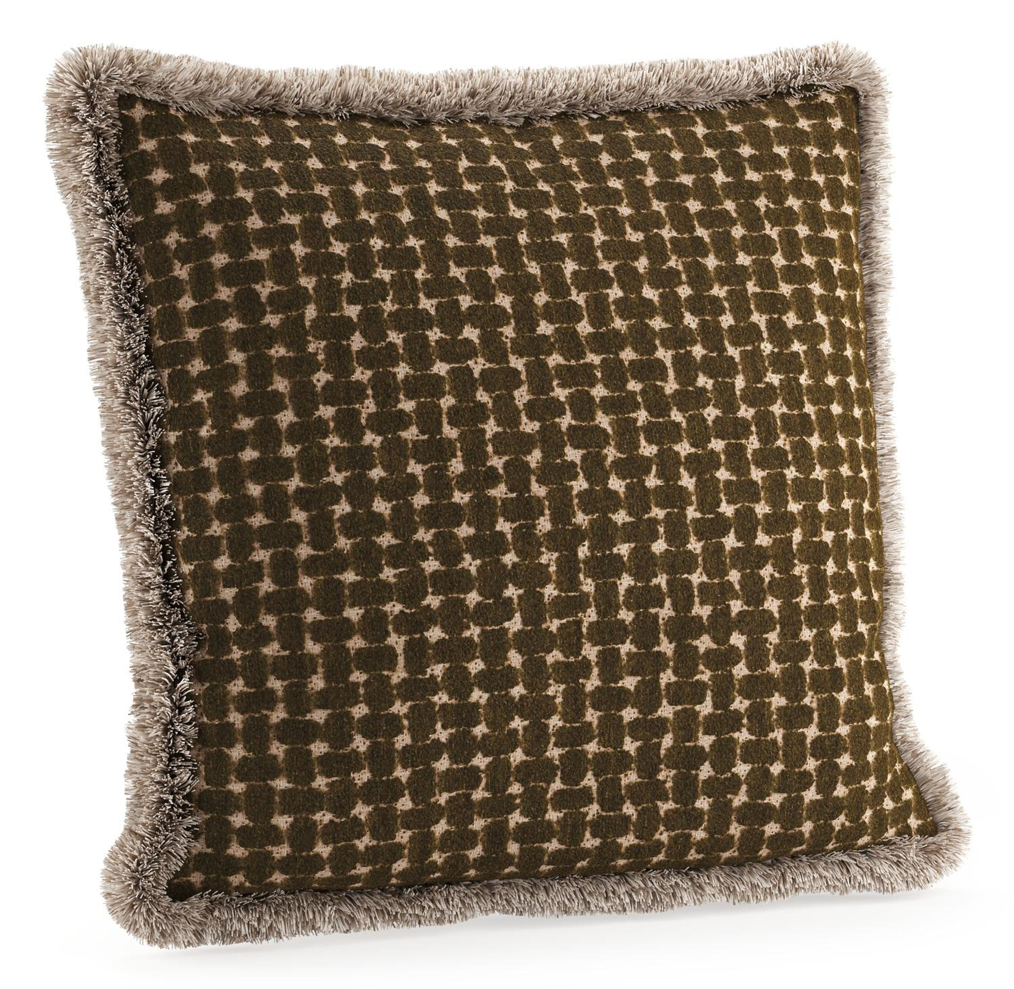 Sierkussen met franjes 45 x 45 cm in all weather cosytica pebble leaf