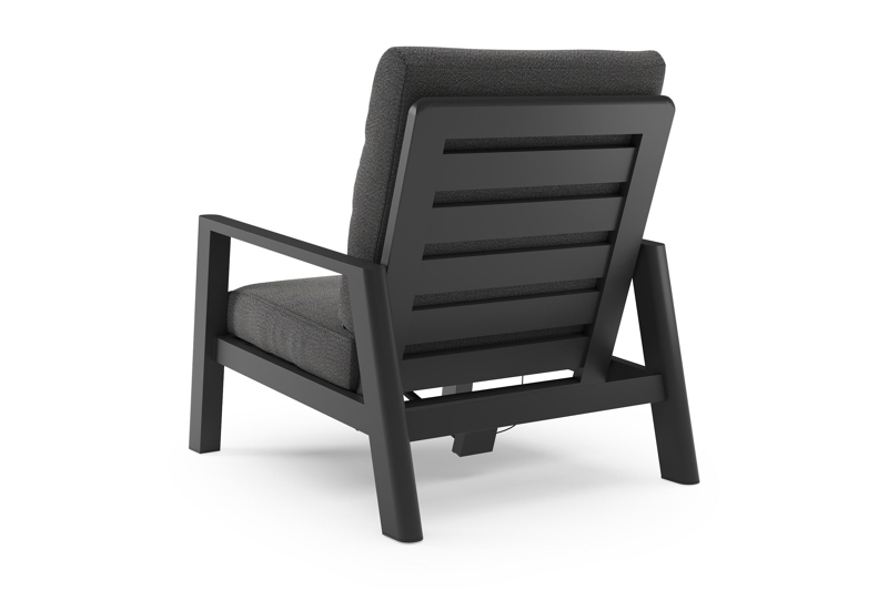 Cirello loungestoel 1-zit in zwart aluminium met savane tornado all weather sunbrella® luxe kussen