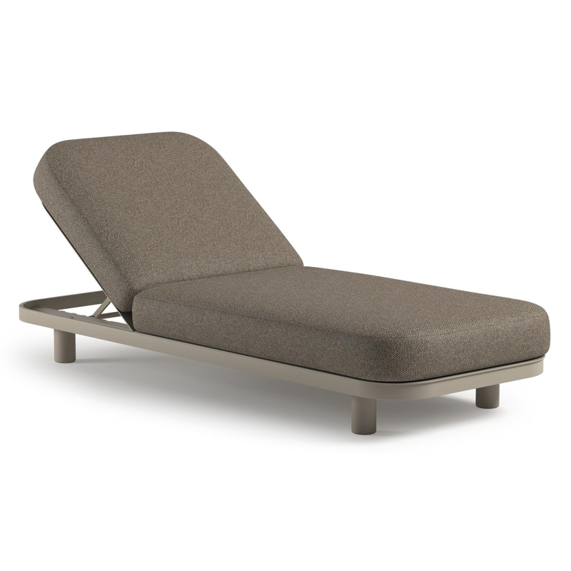 Chaise longue réglable Donato en aluminium beige avec All Weather Cosytica madagascar walnut coussin