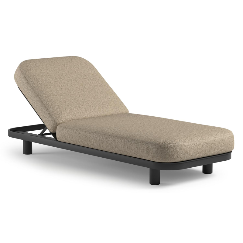 Chaise longue réglable Donato en aluminium noir et coussin en all weather Cosytica bora forest