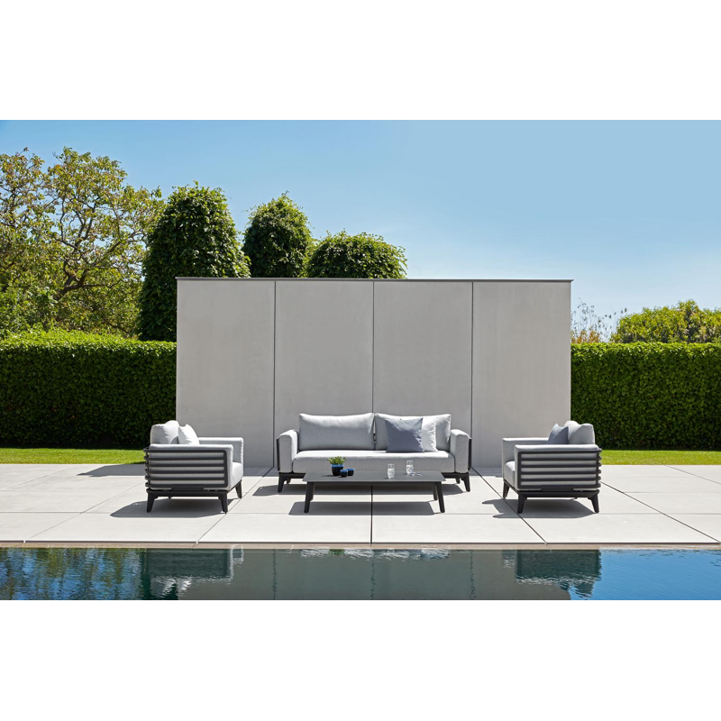 Mosa loungeset in zwart aluminium met grijs weather+ softtouch kussens