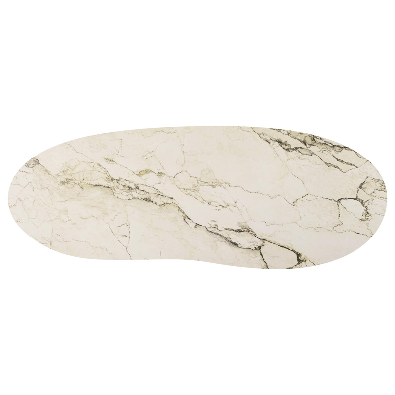 Table de jardin Amico organique en taupe aluminium et céramique pleine Colorado Dunes - Lg. 320 x Lrg. 120 x Haut. 73.5 cm