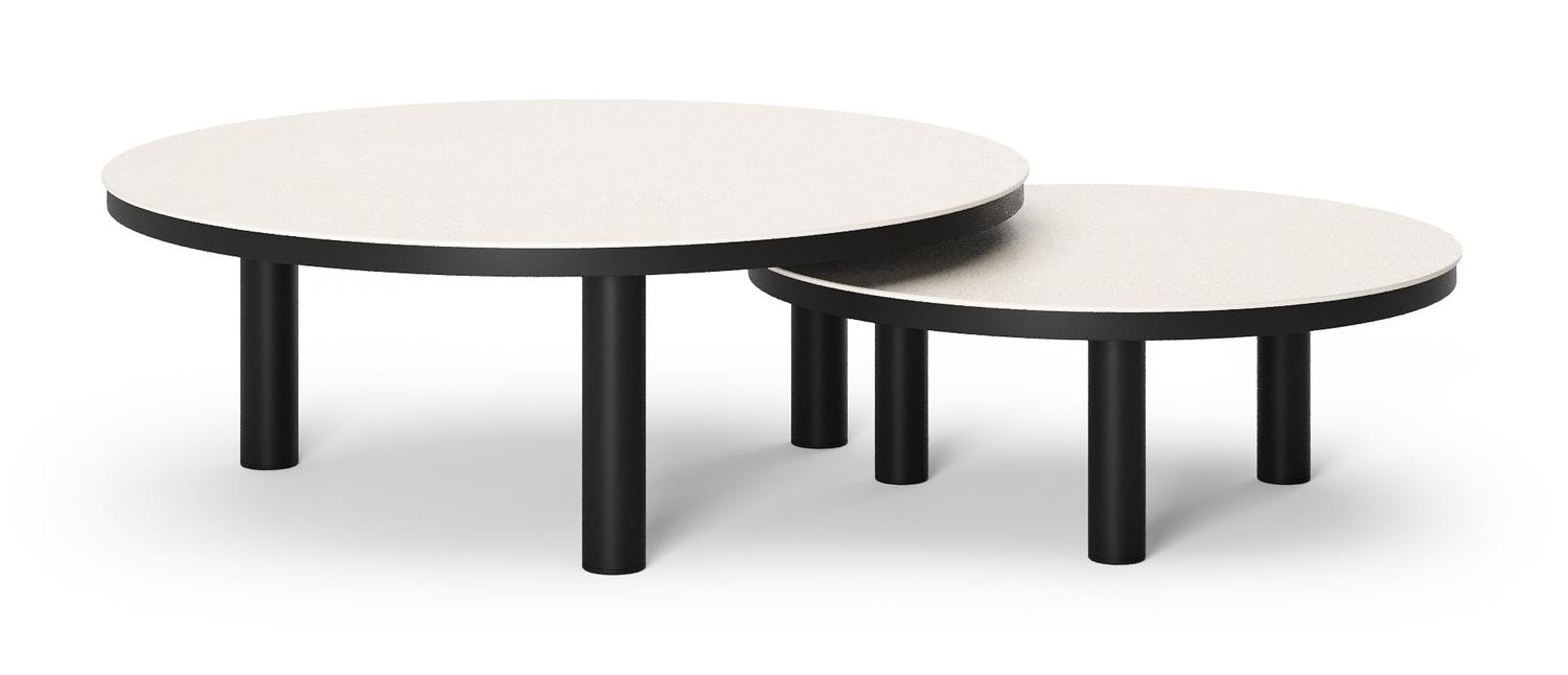 Lindo loungetafel in zwart aluminium en sintered stone crema minerale