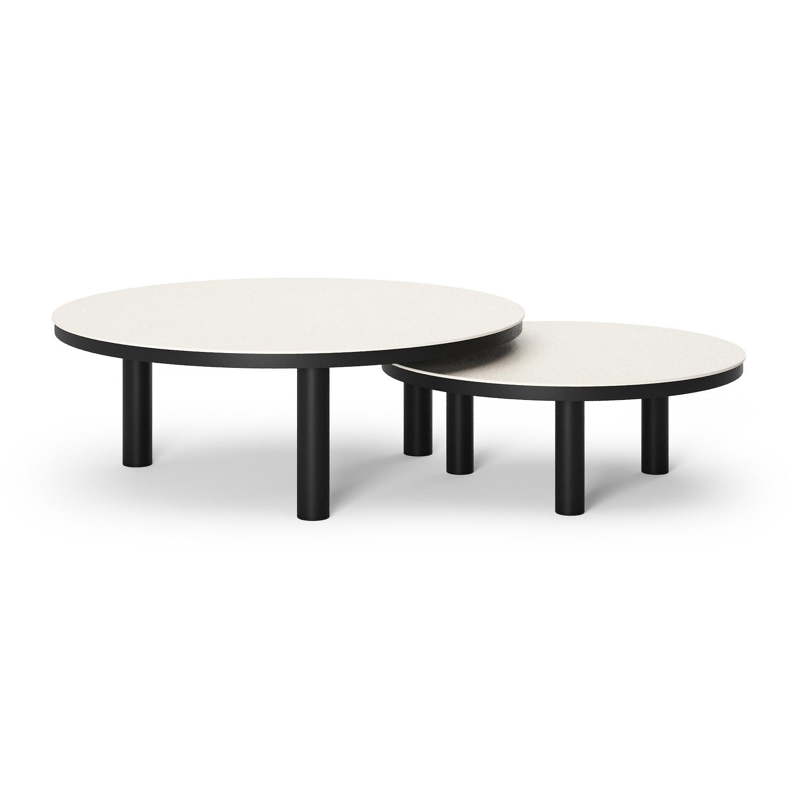 Lindo loungetafel in zwart aluminium en sintered stone crema minerale