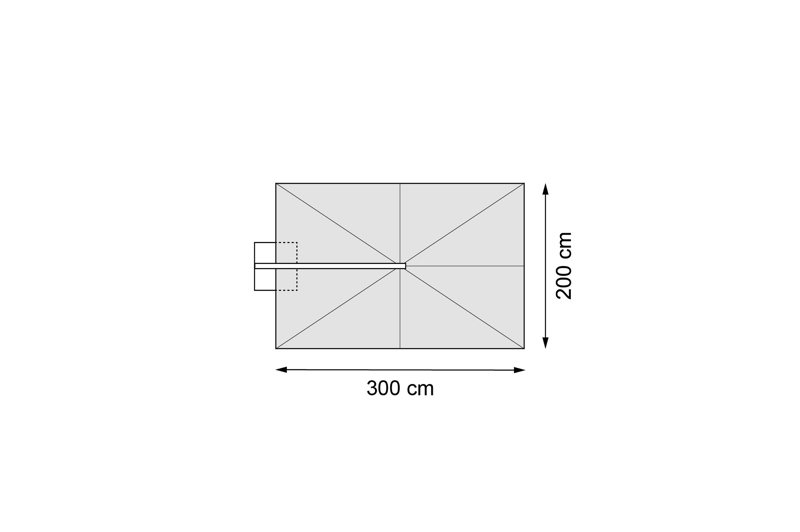 Avola zweefparasol met tiltfunctie in zwart aluminium met zwart sunbrella® premium parasoldoek - L1 200 x L2 300 cm (zonder voet)