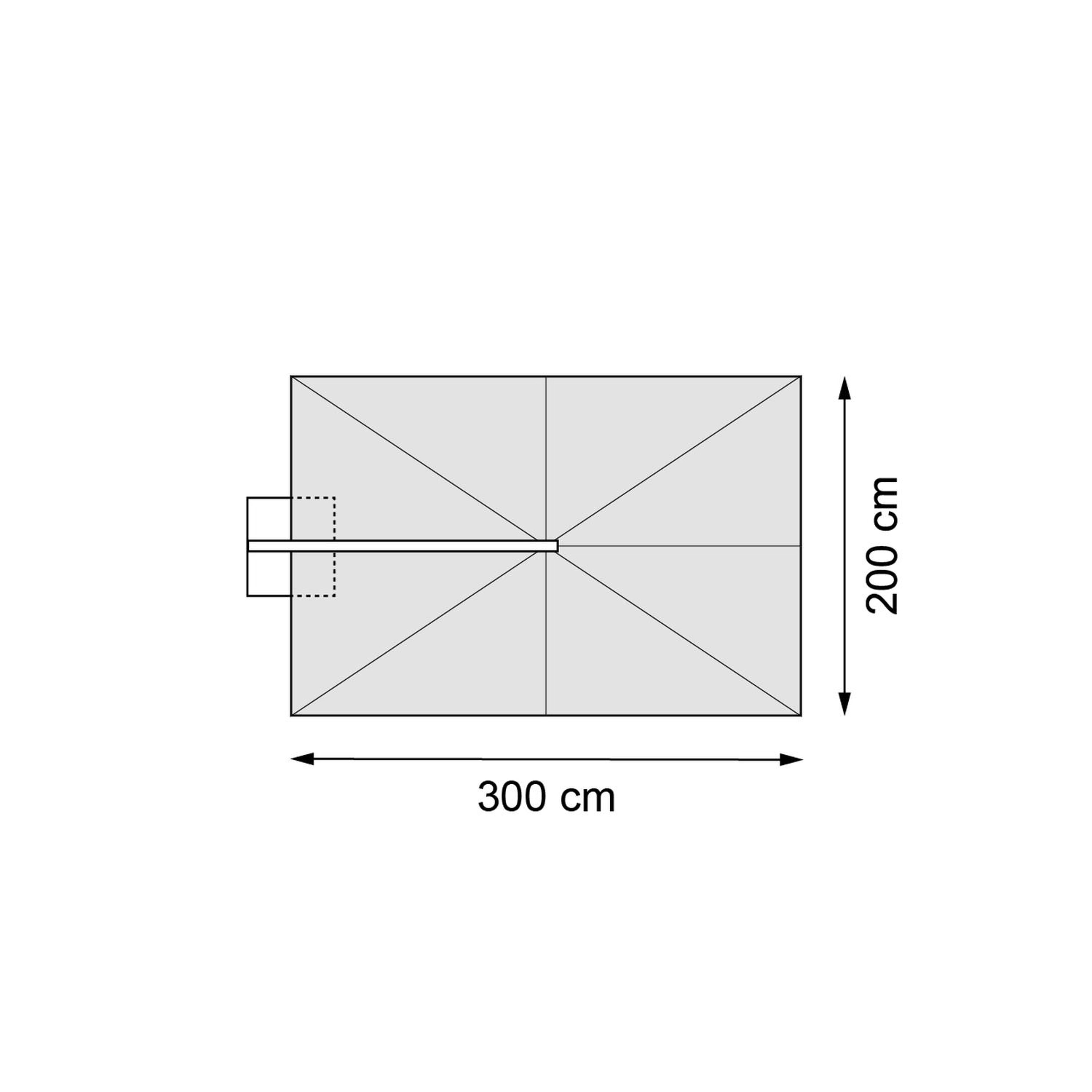 Avola zweefparasol met tiltfunctie in wit aluminium en natural Weather+ Softtouch parasoldoek - L1 200 x L2 300 cm met parasolvoet Avola 90 kg