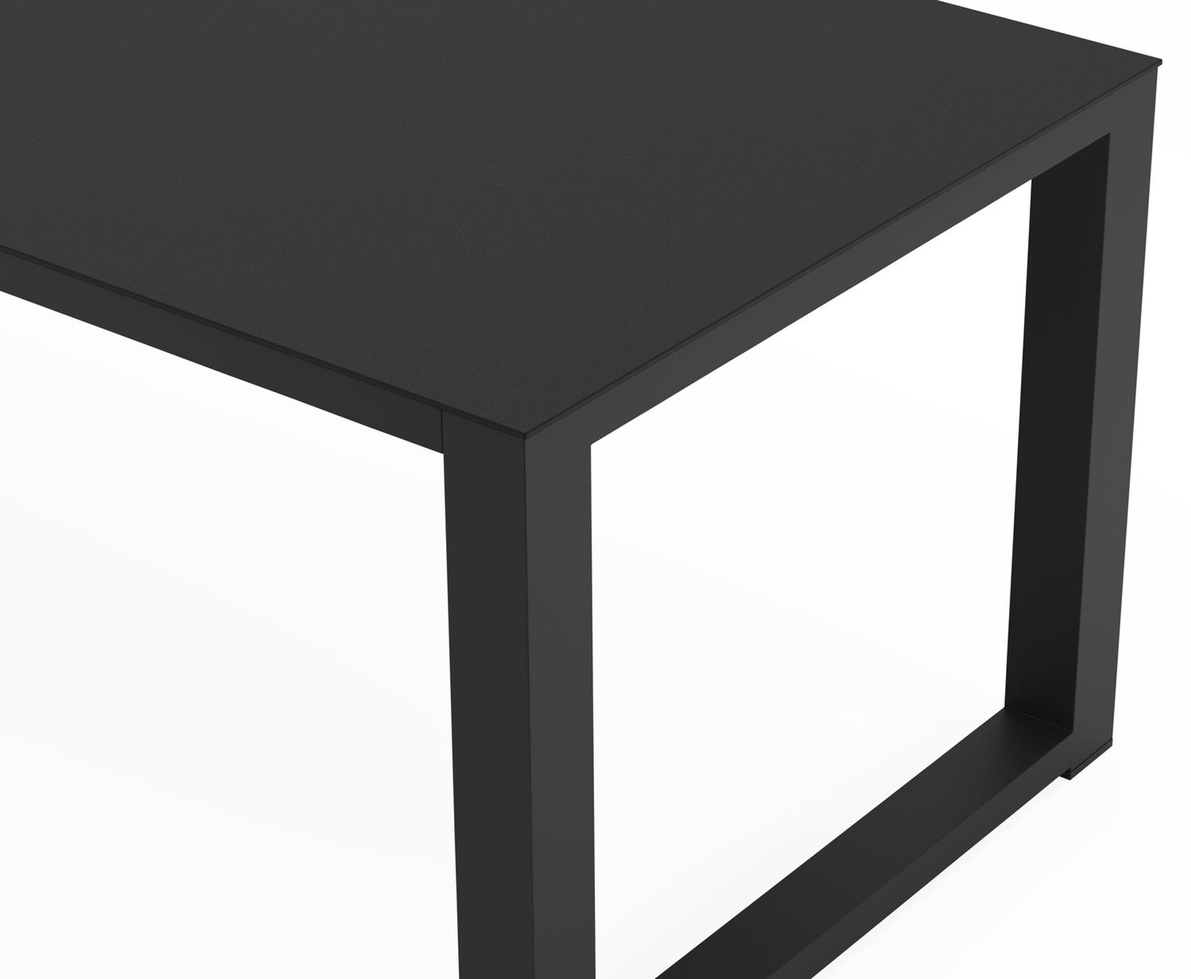 Livo rechthoekige tuinset in zwart aluminium en sintered stone notte minerale met 6 Calobra tuinstoelen