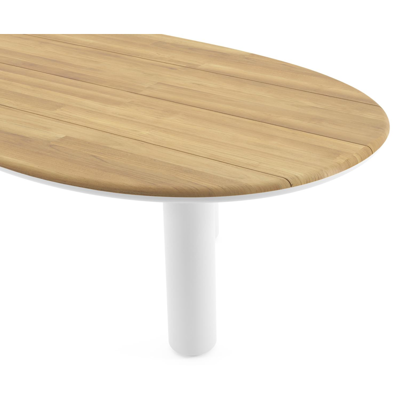 Amico tuintafel organisch in wit aluminium en teak - L 320 x B 145 x H 73.5 cm