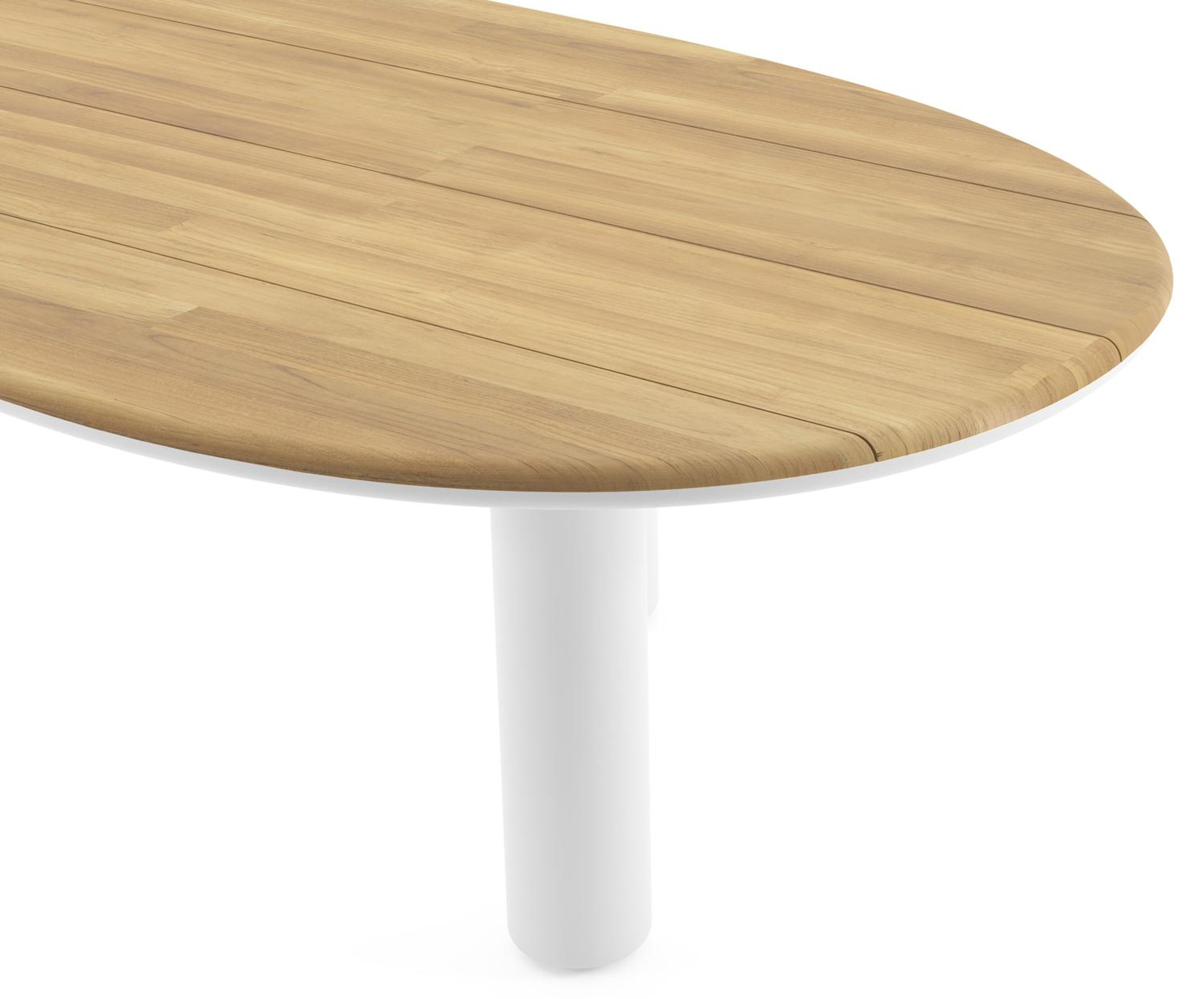 Table de jardin Amico organique en aluminium blanc et teck - Lg. 320 x Lrg. 145 x Haut. 74 cm