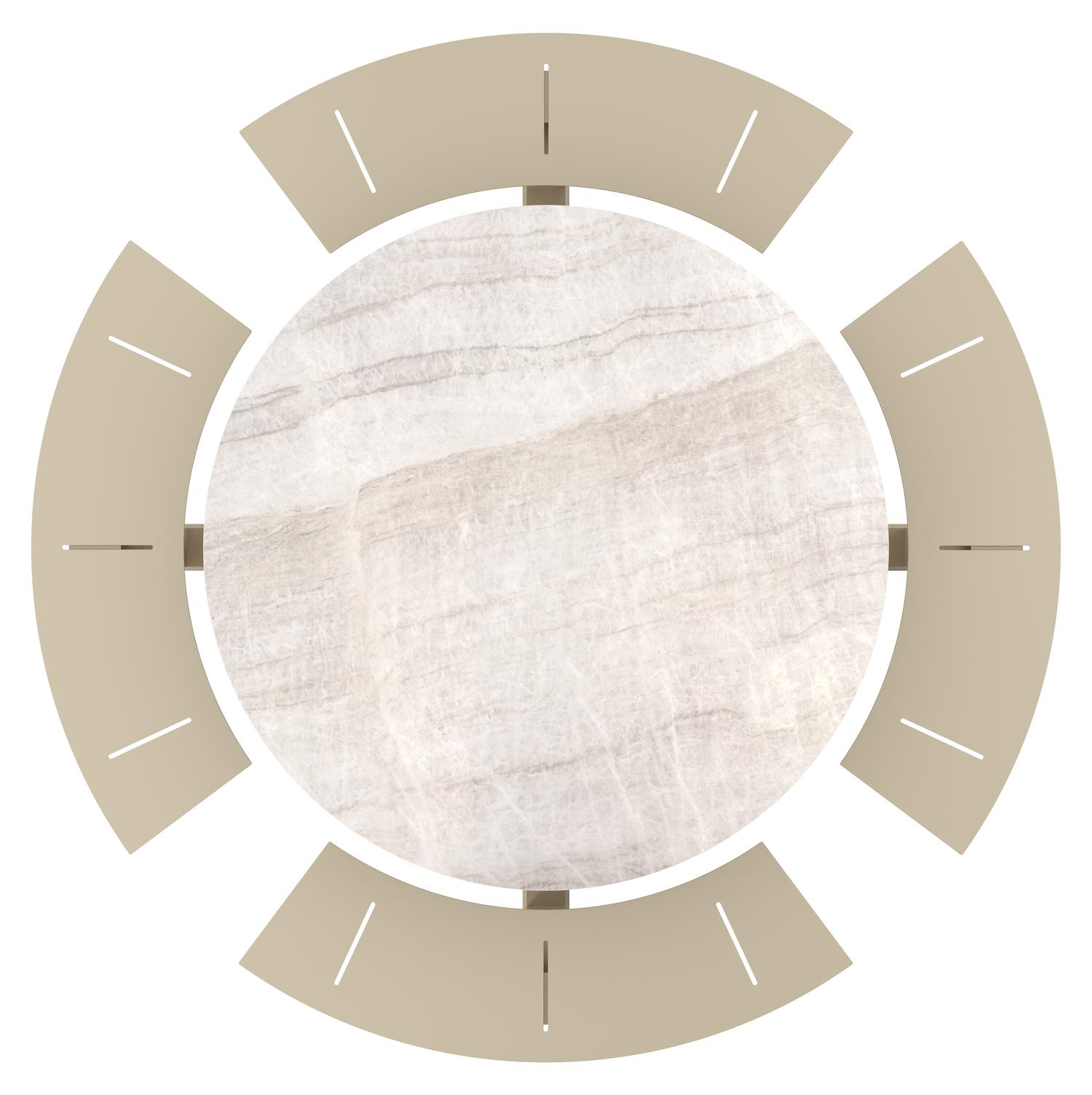 Table de pique-nique Rondino ronde en aluminium beige et céramique pleine Taj Mahal - Diam. 148 x Haut. 71.5 cm