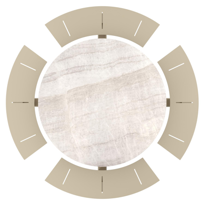 Rondino picknicktafel rond in beige aluminium en volkeramiek Taj Mahal - Dia. 236 x H 71.5 cm