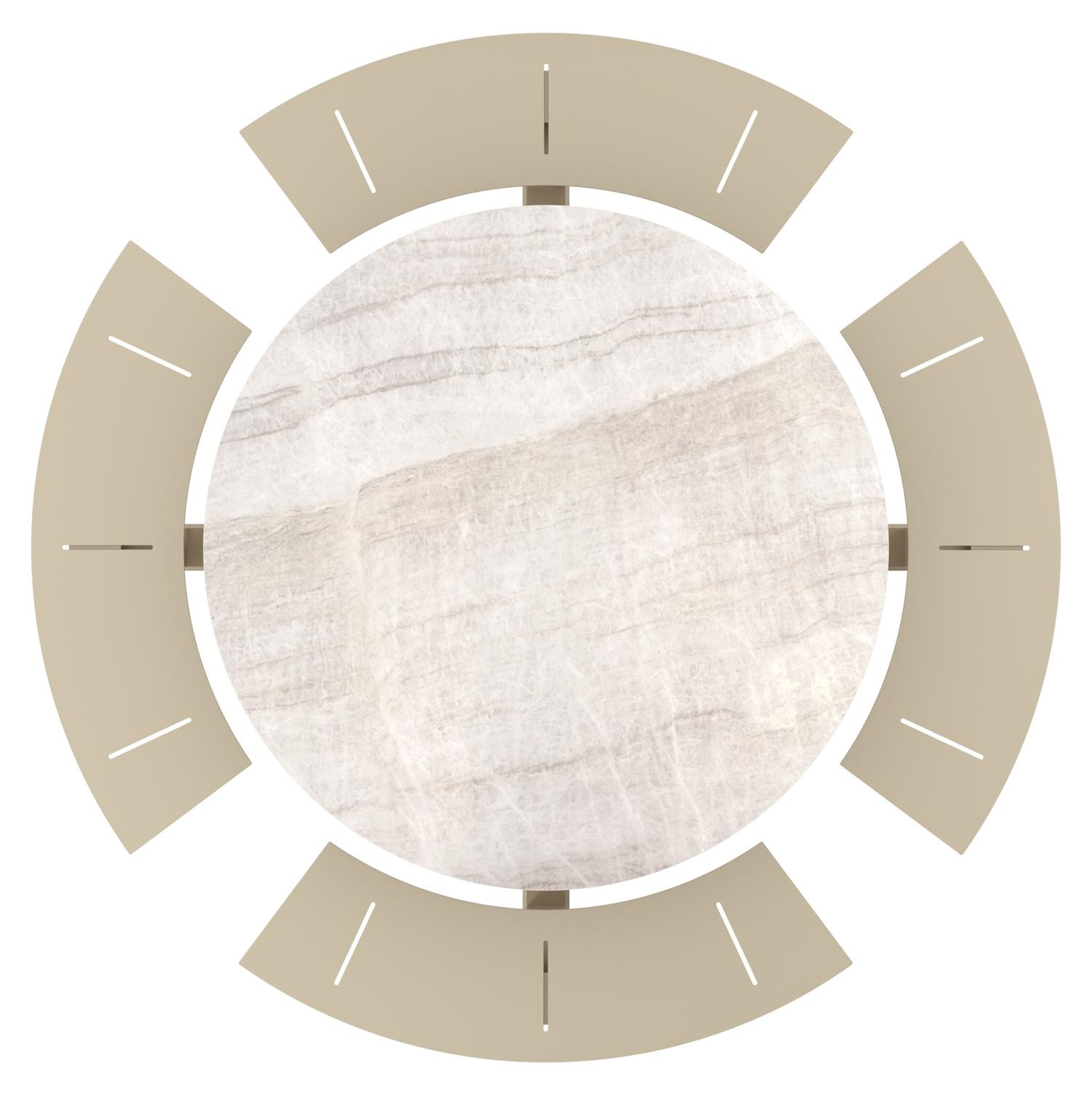 Rondino picknicktafel rond in beige aluminium en volkeramiek Taj Mahal - Dia. 236 x H 71.5 cm
