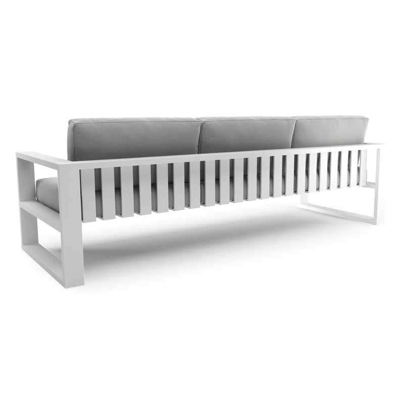 Verato loungebank in wit aluminium met natte grey chine all weather sunbrella® luxe kussen