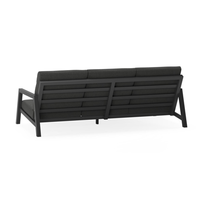 Zen'so loungebank 3-zit in zwart aluminium met chartres sooty all weather sunbrella® luxe kussen