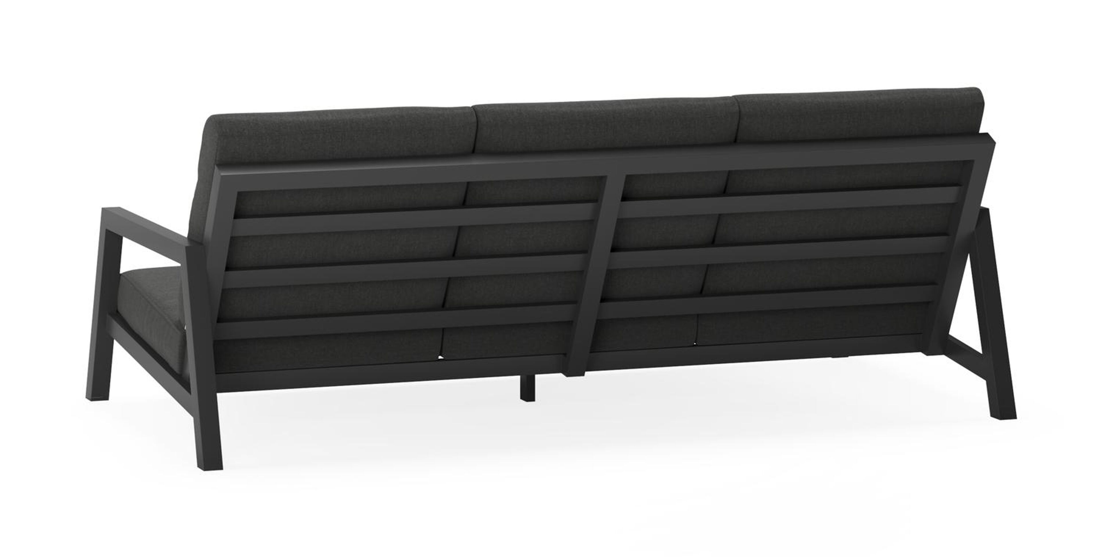 Zen'so loungebank 3-zit in zwart aluminium met chartres sooty all weather sunbrella® luxe kussen