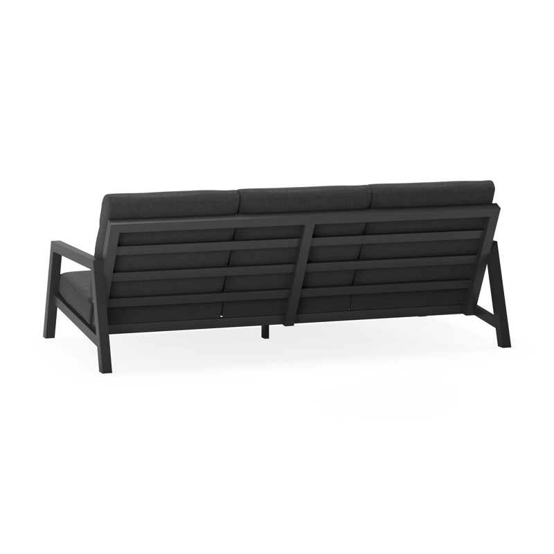 Zen'so loungebank 3-zit in zwart aluminium met chartres sooty all weather sunbrella® luxe kussen