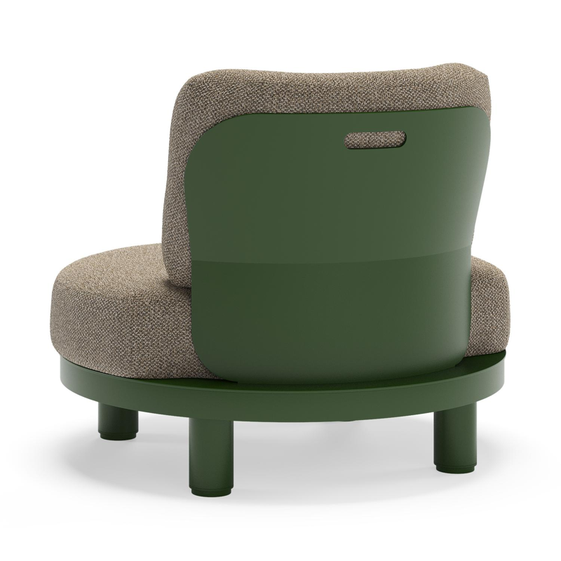 Donato loungestoel in groen aluminium met all weather cosytica Madagascar Burch kussen