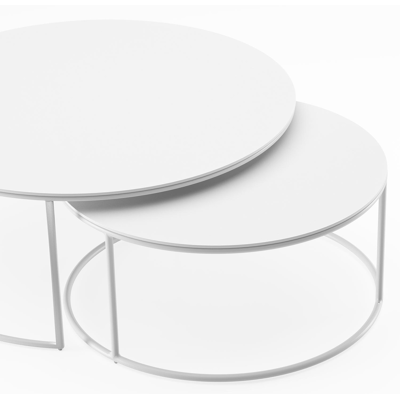 Fano loungetafels in wit aluminium en arctic white volkeramiek - Dia. 85/65 X H 35/30 cm