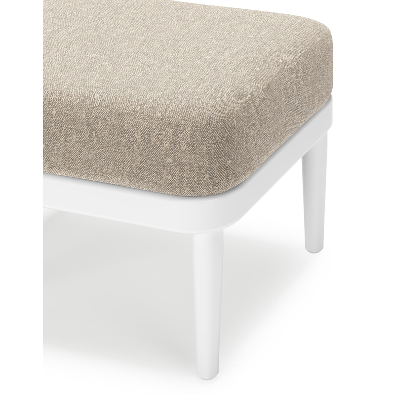 Pouf Orso en aluminium blanc et coussins en all weather sunbrella® luxe Chartres Pewter