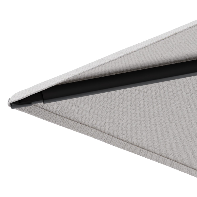 Minore zweefparasol met tiltfunctie in zwart aluminium en Ego Eggshell All Weather Solica parasoldoek - L1 350 x L2: 350 cm met parasolvoet Minore 260 kg met wielen