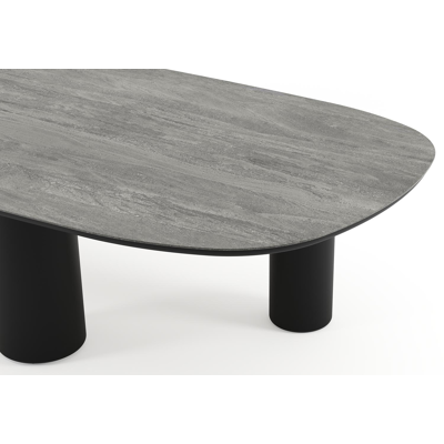 Amico tuintafel bombo xl in zwart aluminium en volkeramiek Aspen Grey - L 320 x B 148 x H 73.5 cm