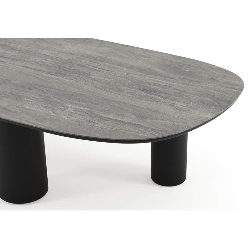 Amico tuintafel bombo xl in zwart aluminium en volkeramiek Aspen Grey - L 320 x B 148 x H 73.5 cm