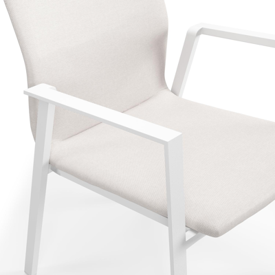 Chaise de jardin Madura en aluminium blanc et textilène confort beige