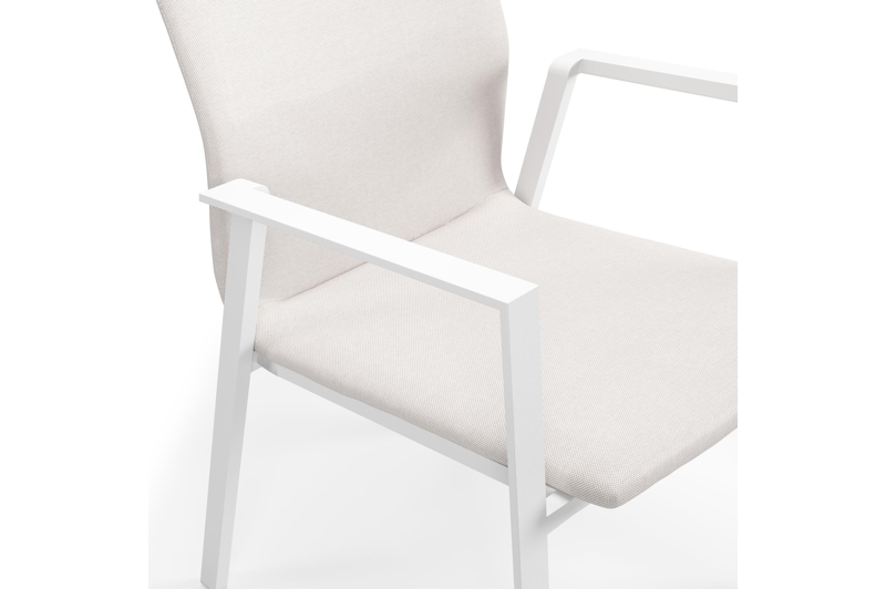 Varese tuinset in wit aluminium en teak met 6 Madura tuinstoelen