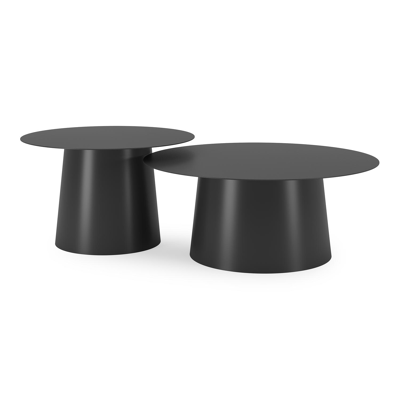 Avila loungetafels in zwart aluminium - Dia. 90 x H 36 cm, Dia. 70 x H 42 cm