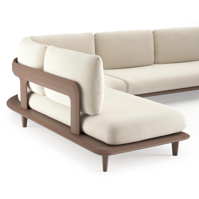 Bomero loungehoek in taupe aluminium met althea off white all weather cosytica kussen