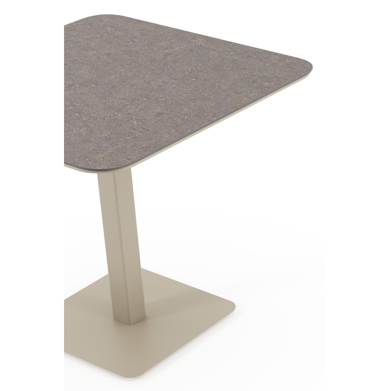 Fano kantelbare tuintafel afgerond vierkant in beige aluminium en volkeramiek Wulong - L 80 x B 80 x H 72.5 cm