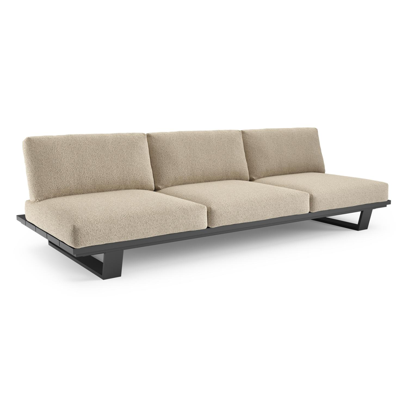 Pagino loungebank in zwart aluminium met bora forest all weather cosytica kussen