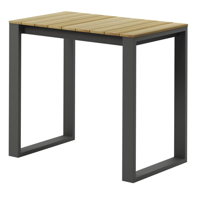 Table de bar Verato en aluminium noir et teck - Lg 120 x Larg. 70 x H 106 cm