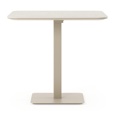 Fano kantelbare tuintafel afgerond vierkant in beige aluminium en volkeramiek Shilin L 80 x B 80 x H 72.50 cm x H 72.50 cm