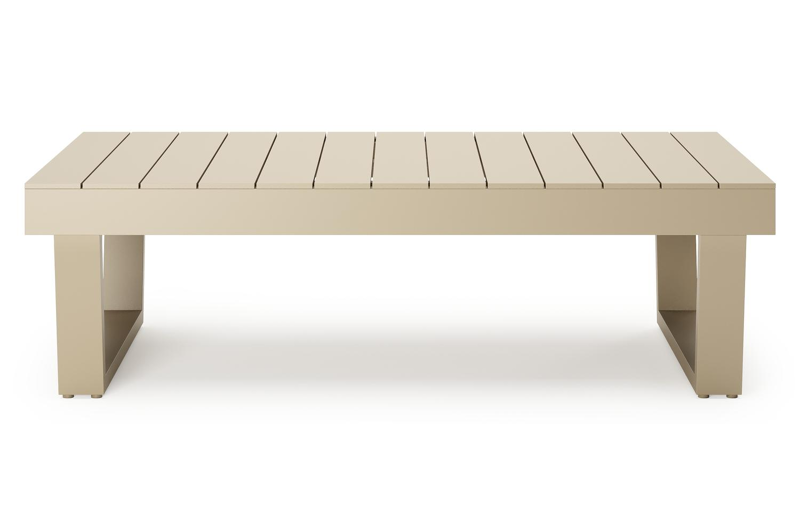 Modica loungetafel in beige aluminium - L 130 x B 130 x H 38 cm