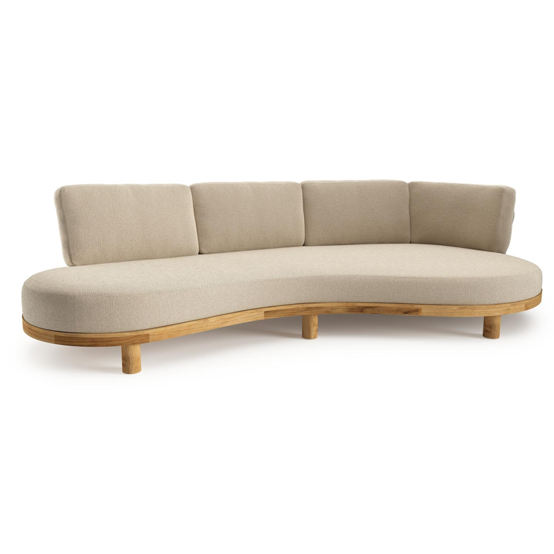 Donato loungebank in teak met althea chalk all weather cosytica kussen