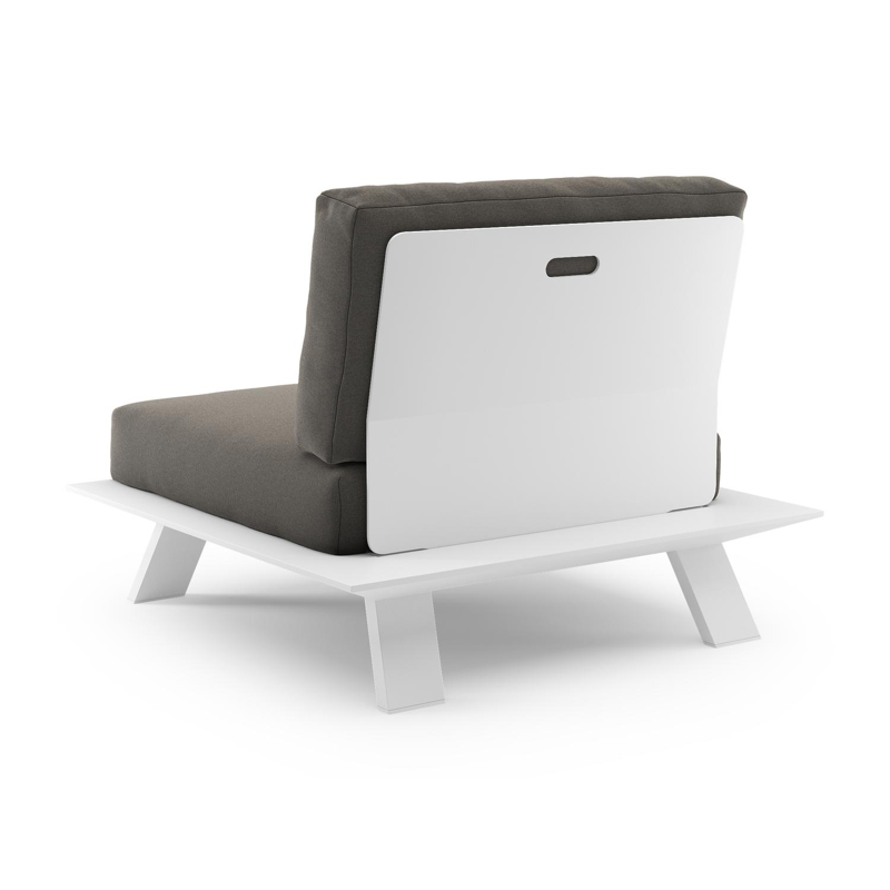 Fauteuil de jardin Cesano en aluminium blanc et coussin en all weather Sunbrella® luxe natte dark taupe