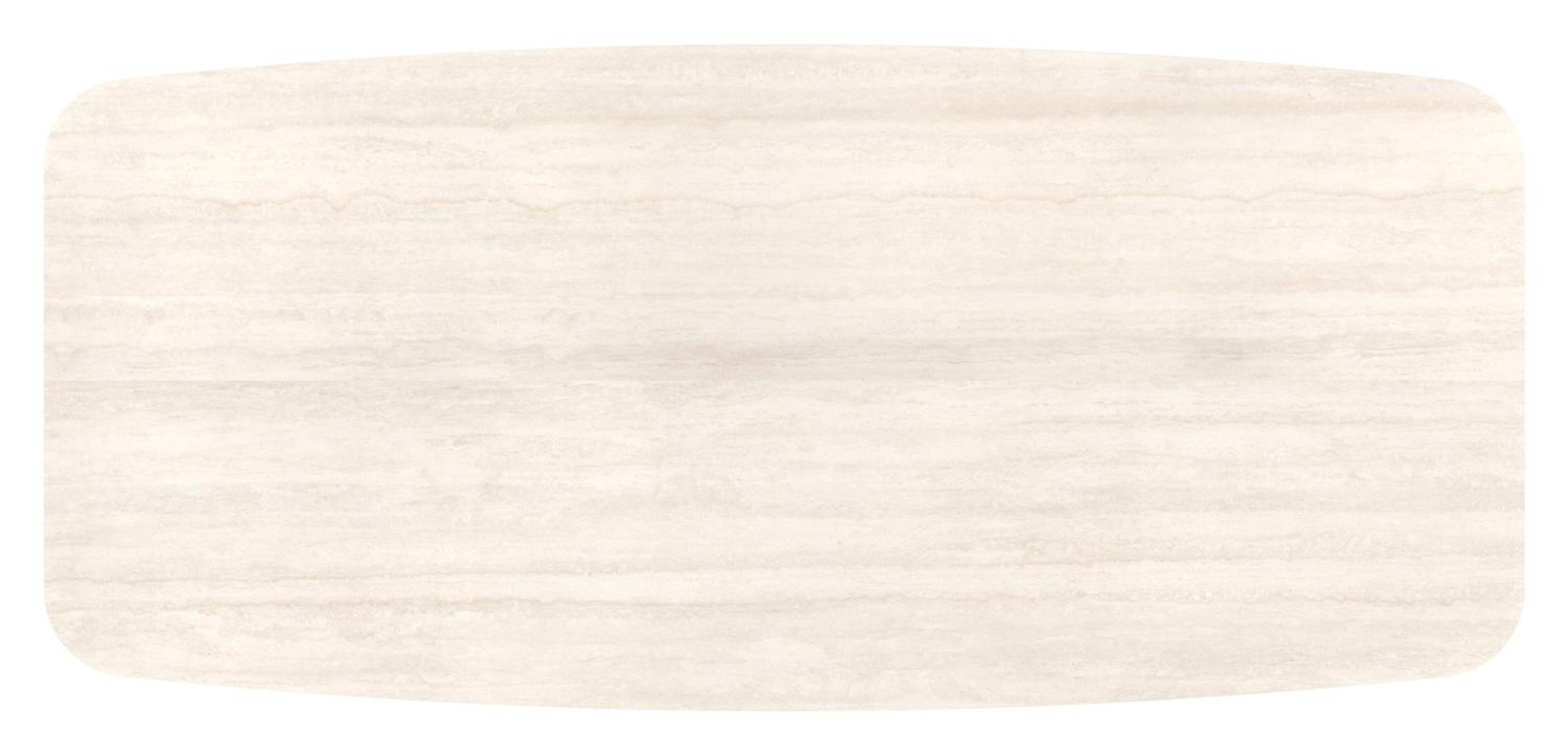 Table de jardin Lacrima forme de bateau en aluminium noir et céramique pleine Travertino Bianco - Lg. 255 x Lrg. 115 x Haut. 73 cm