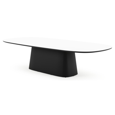 Amico tuintafel bombo xl in zwart aluminium en volkeramiek Arctic White - L 320 x B 148 x H 73.5 cm