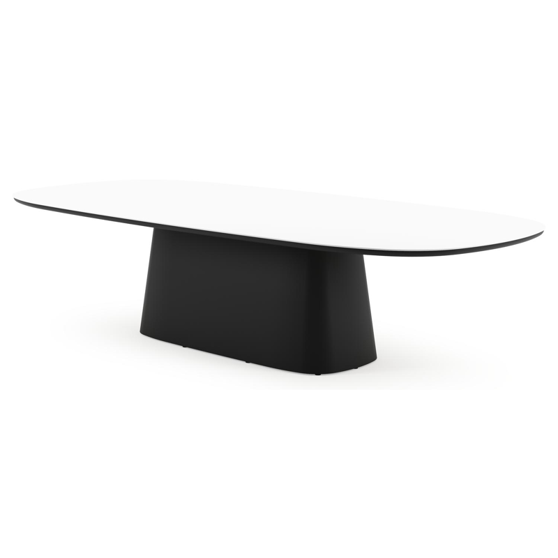 Amico tuintafel bombo xl in zwart aluminium en volkeramiek Arctic White - L 320 x B 148 x H 73.5 cm