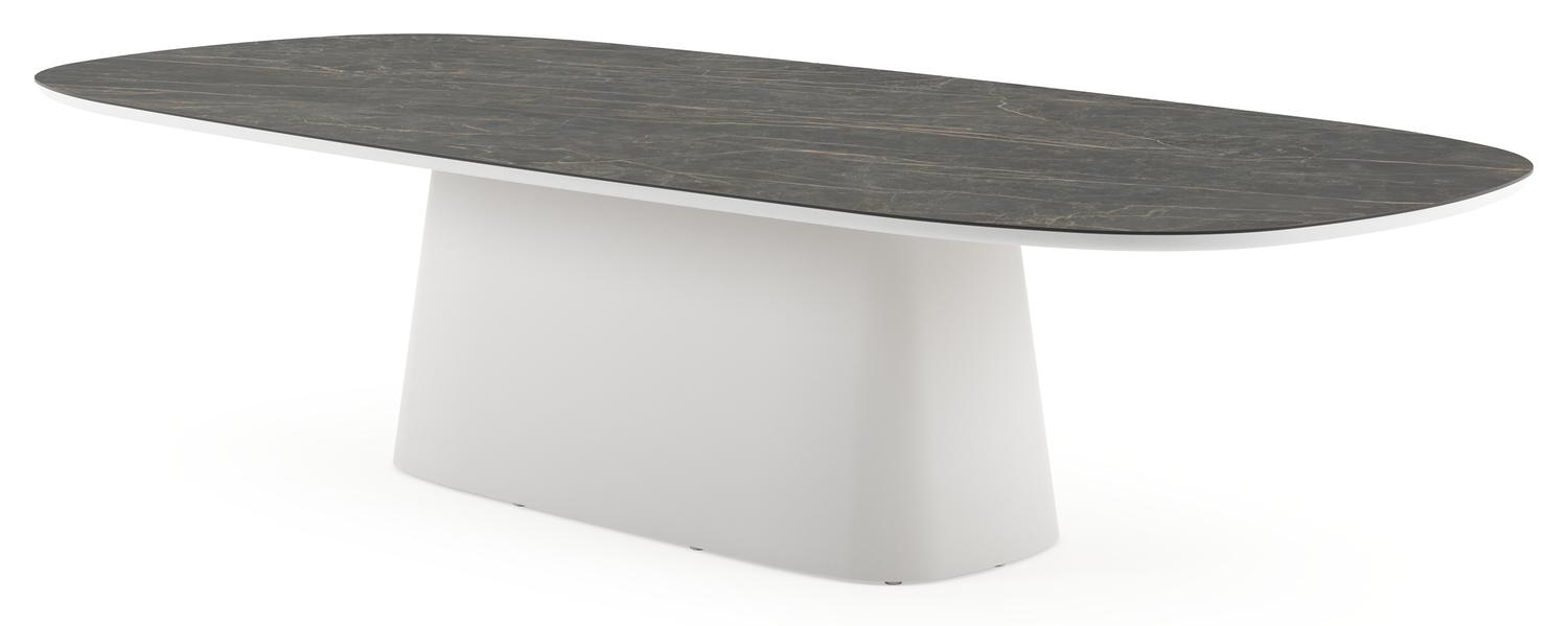Amico tuintafel bombo xl in wit aluminium en volkeramiek Black Obsession - L 320 x B 148 x H 73.5 cm