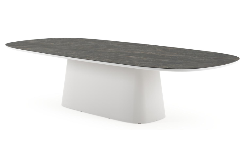 Amico tuintafel bombo xl in wit aluminium en volkeramiek Black Obsession - L 320 x B 148 x H 73.5 cm
