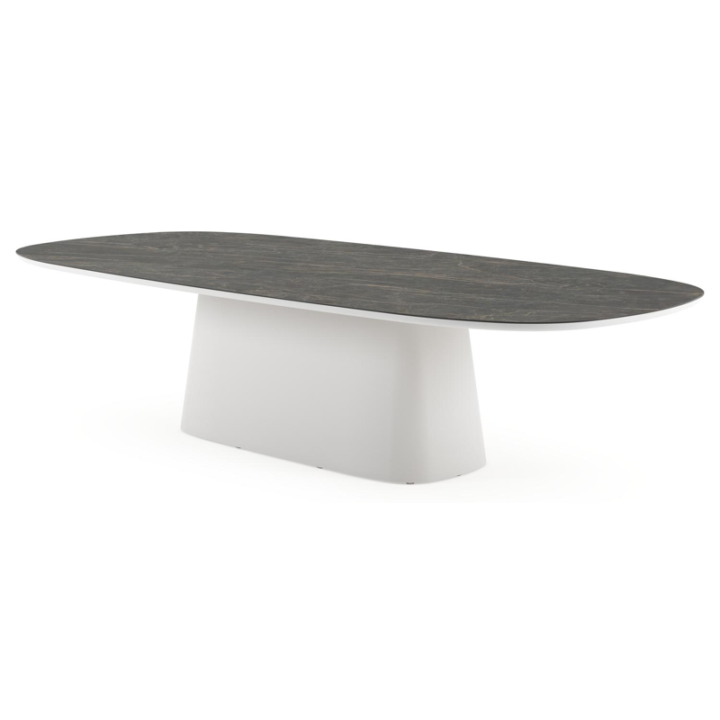 Amico tuintafel bombo xl in wit aluminium en volkeramiek Black Obsession - L 320 x B 148 x H 73.5 cm