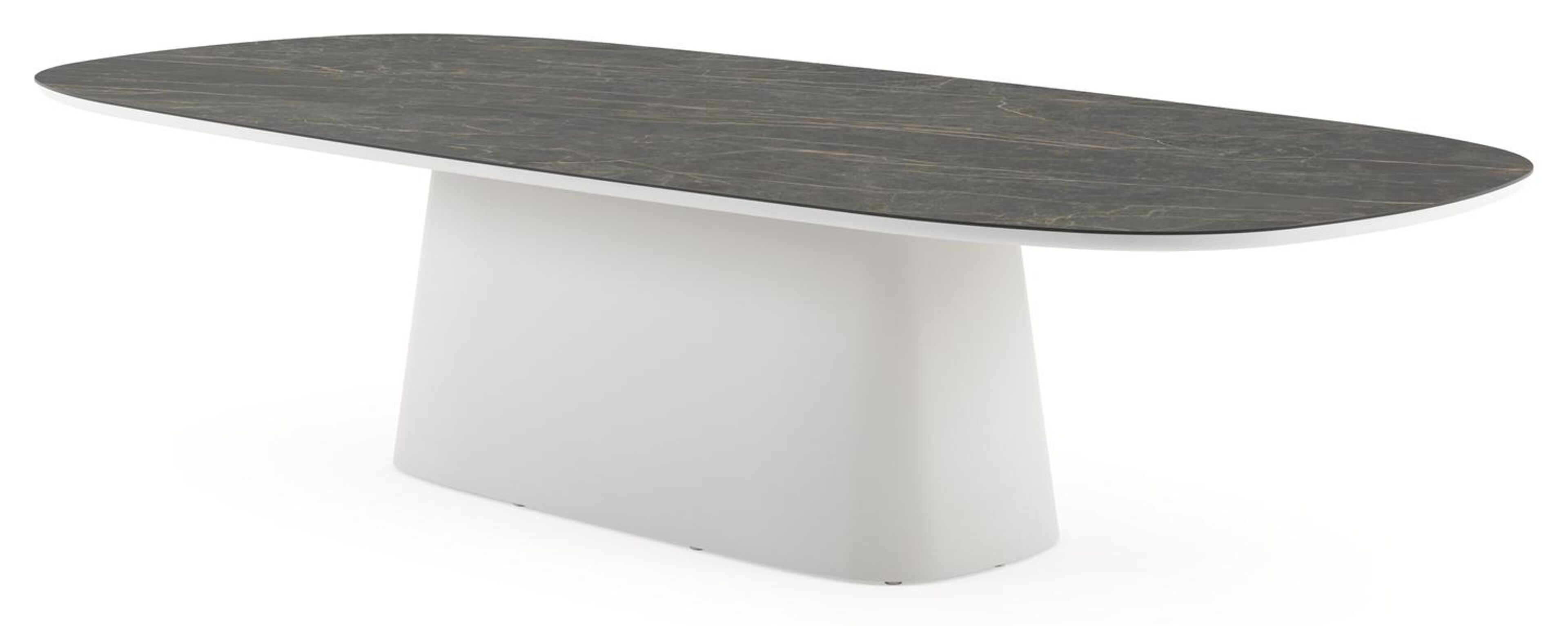 Table de jardin Amico bombo xl en aluminium blanc et céramique pleine Black Obsession - Lg. 320 x Lrg. 148 x Haut. 73.5 cm