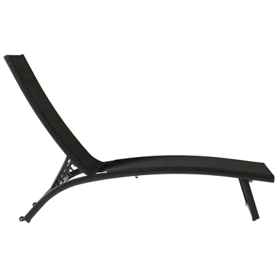 Set van 2 verstelbare Calvia ligbedden in zwart aluminium en zwart textilene