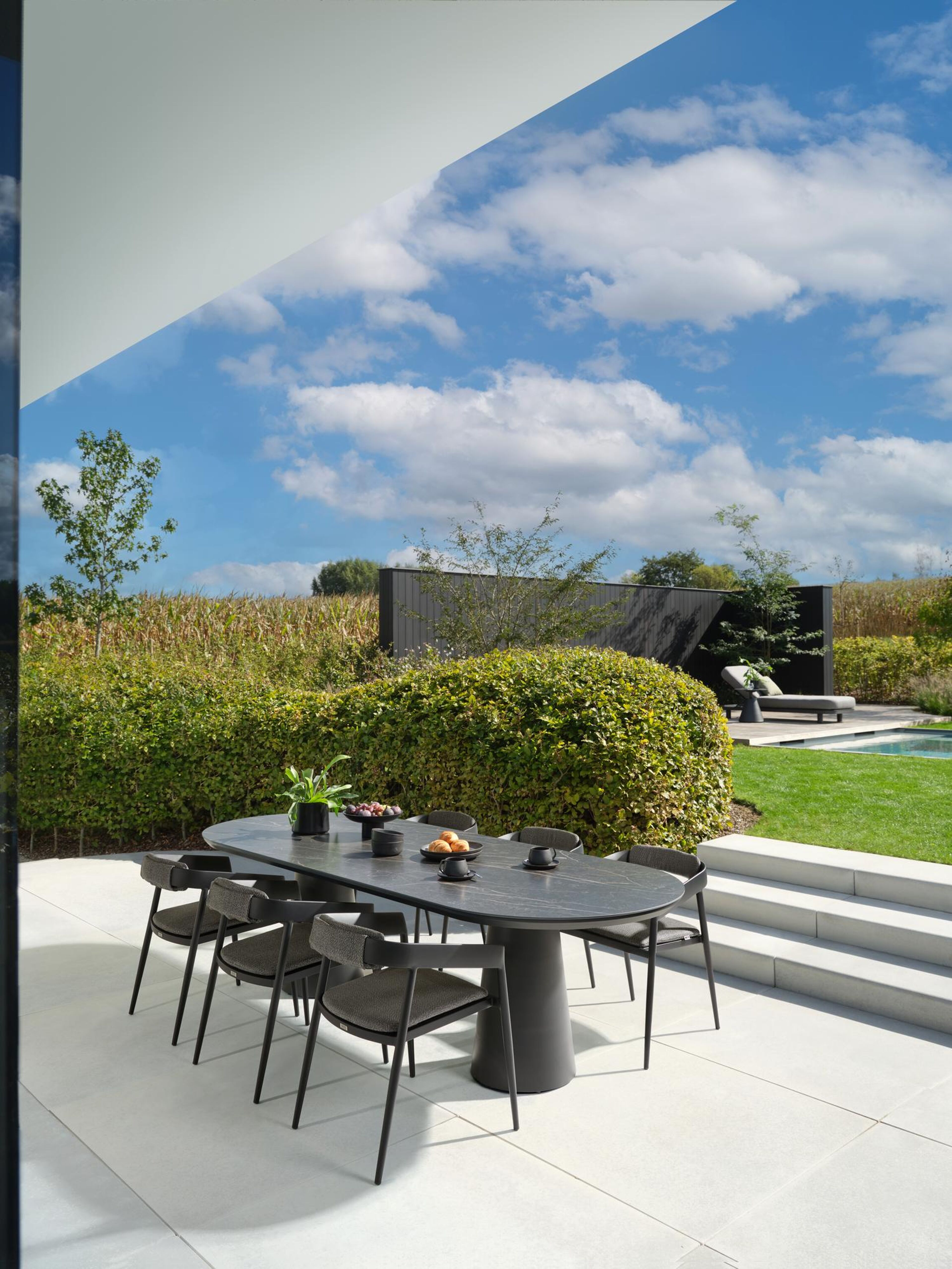 Chaise de jardin Donato en aluminium noir